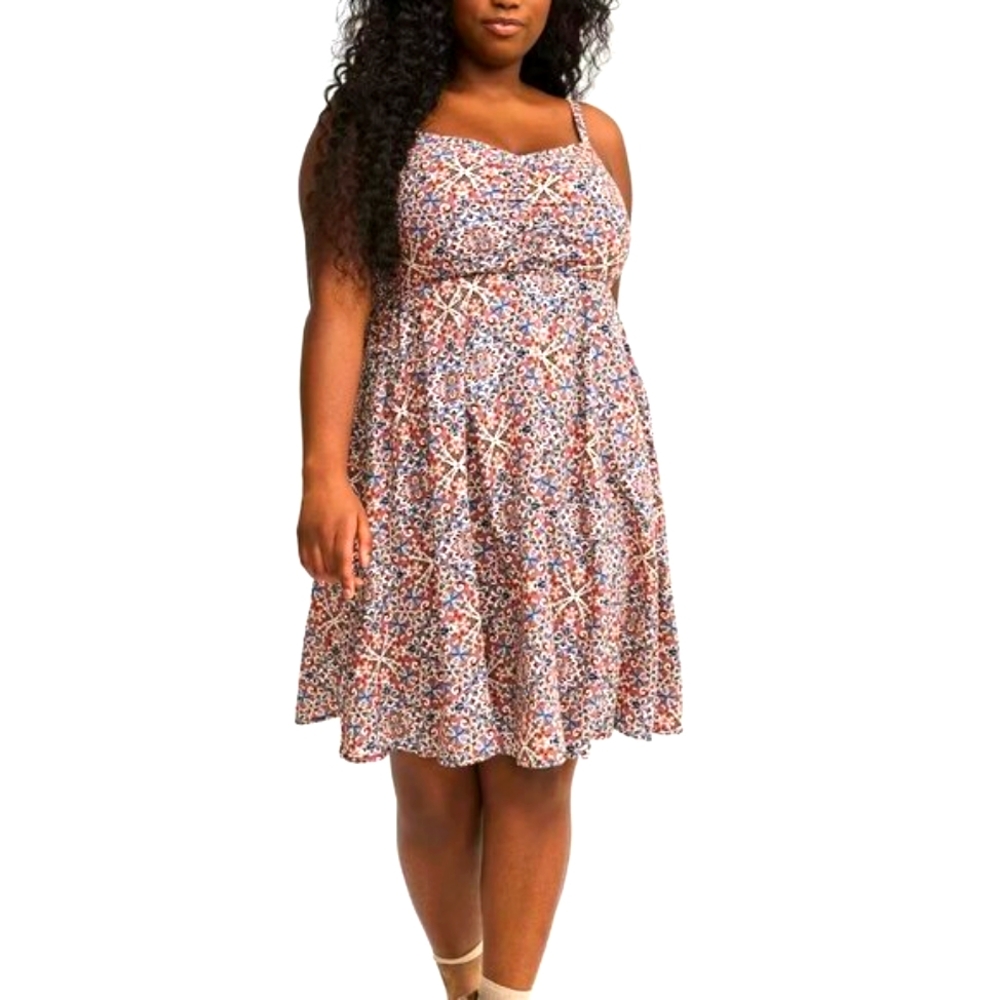 Pic VINTAGE  MINI TRAPEZE POCKETS DRESS - SLEEVELESS MEDALLION PRINT - PLUS SIZE